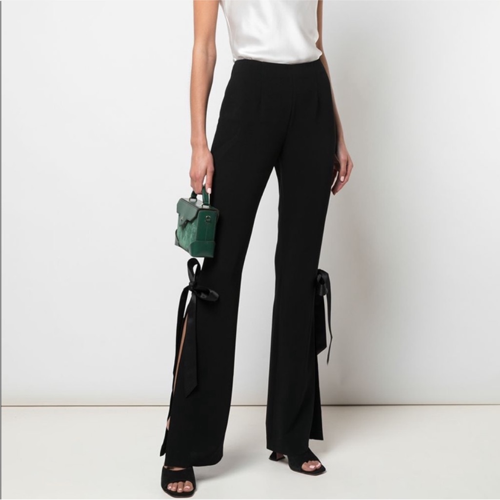 Elegant Black Women's Pants With Bow Details